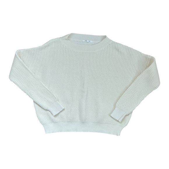 Emerson Fry Sweaters - EMERSON FRY Daily Sweater in Ivory Waffle Knit Oversized Organic‎ Cotton, Size S